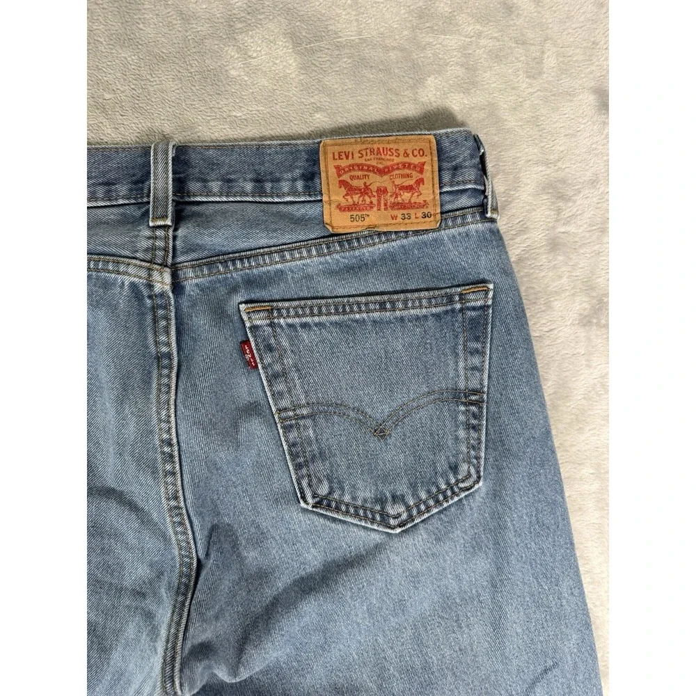 Levis 505 Jeans Mens 33x30 Blue Denim Regular Straight Fit